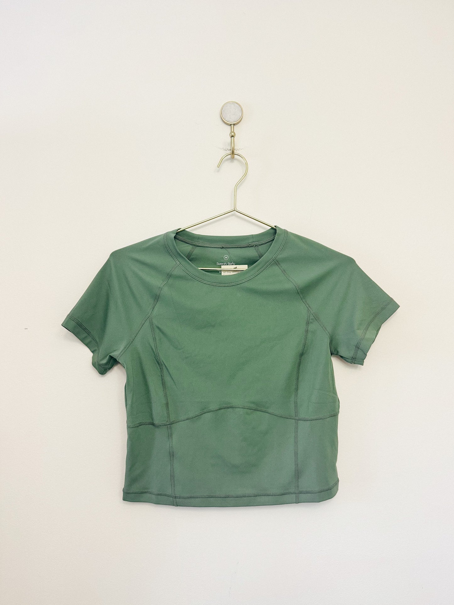 Sweaty Betty All Day Active Crop T-Shirt in Umbra Green