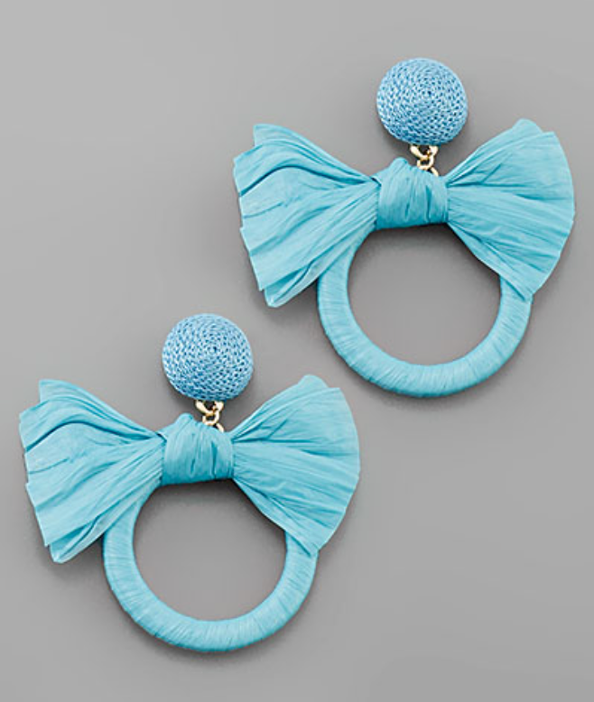 Raffia Wrapped Ribbon Earrings