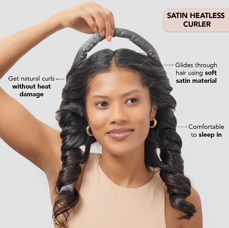 KITSCH Satin Heatless Curling Set - Charcoal