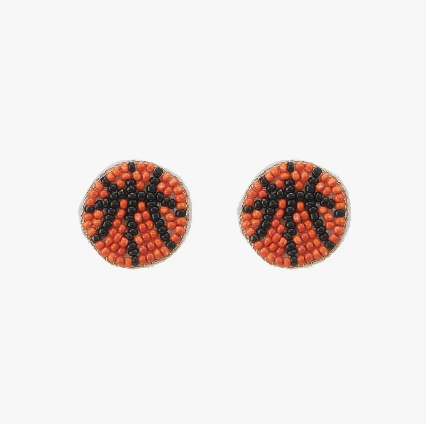 Mini Basketball Seed Bead Stud Earrings