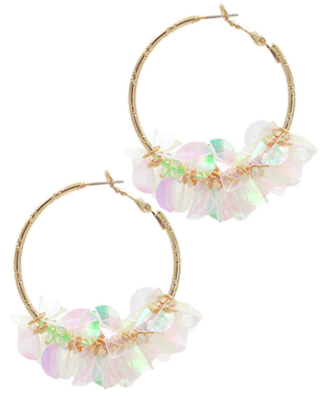 Sequined Dangle Hoop Earrings