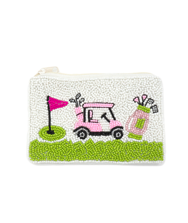 Golf Cart Beaded Coin Pouch