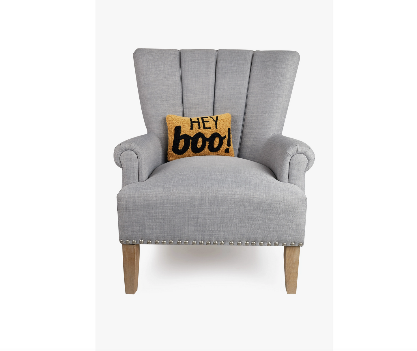 Hey Boo Halloween Wool Hooked Accent Pillow