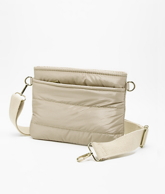 Puffer crossbody bag in beige