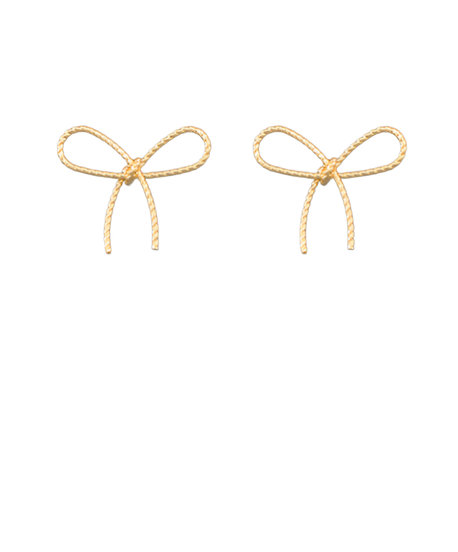 gold textured bow earrings