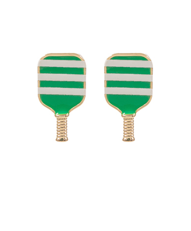 Striped Pattern Pickleball Paddle Earrings