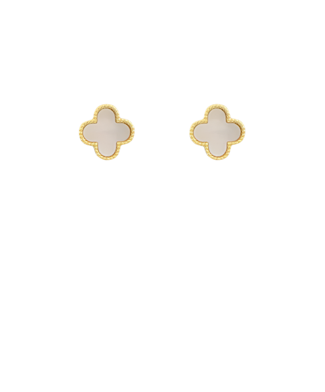 Mother of Pearl Clover Stud Earrings