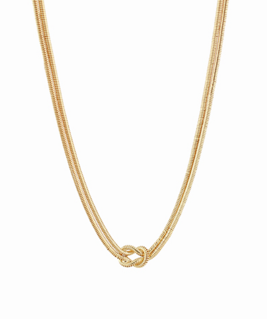 Layered Love Knot Snake Chain Necklace