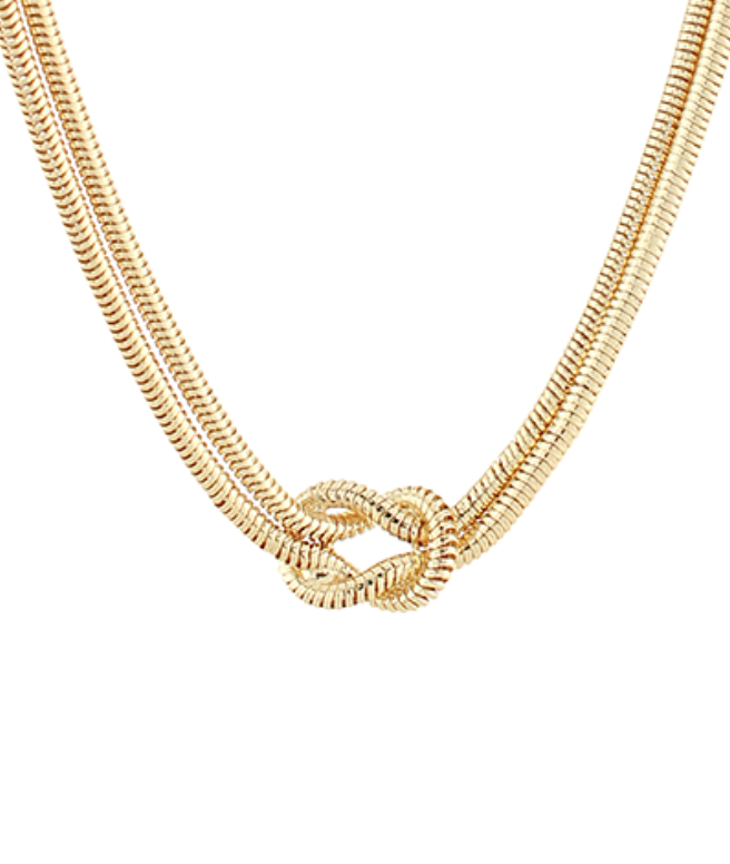 Layered Love Knot Snake Chain Necklace