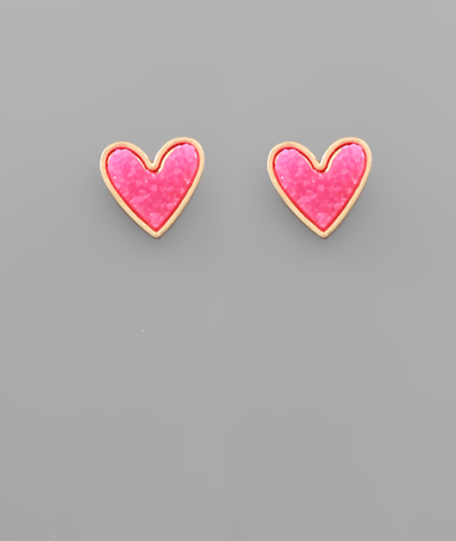 Druzy Heart Stud Earrings