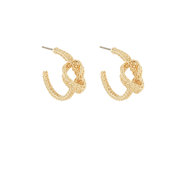 Textured Knot Metal Hoop Earrings