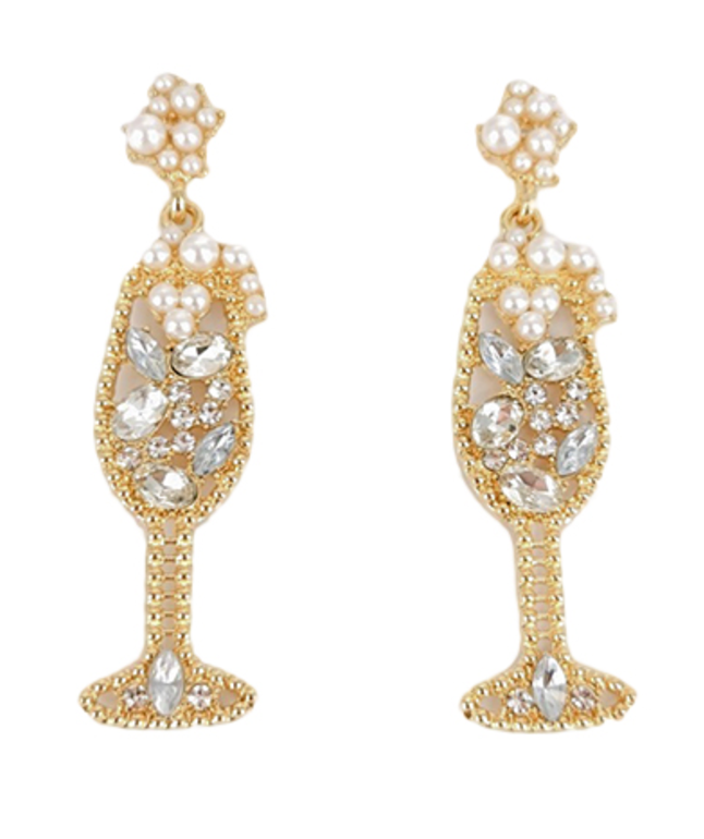 Champagne Glass Dangle Earrings