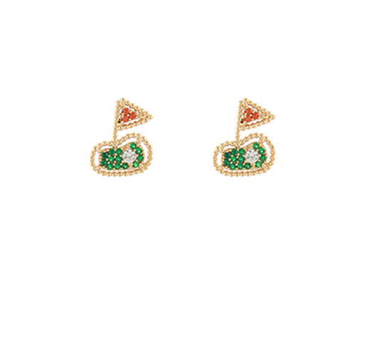 Cubic Zirconia Golf Hole & Flag Stud Earrings