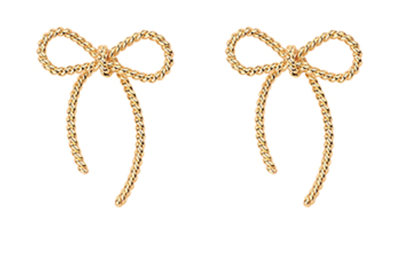 Twisted Texture Gold Bow Earrings