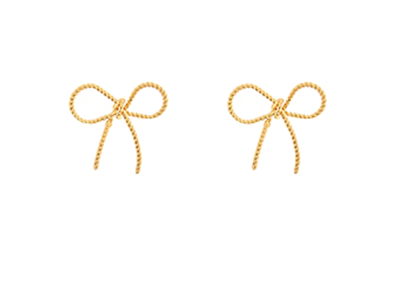 Mini Twisted Texture Gold Bow Earrings