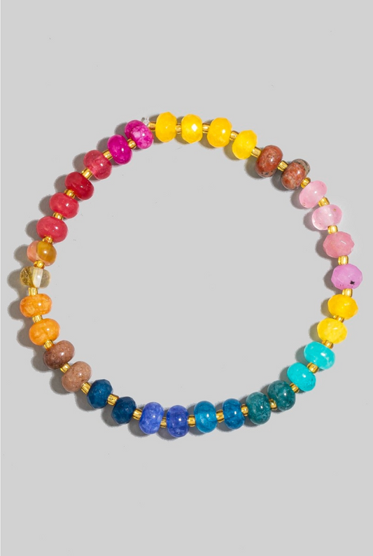 Gradient Stone Beaded Elastic Bracelet