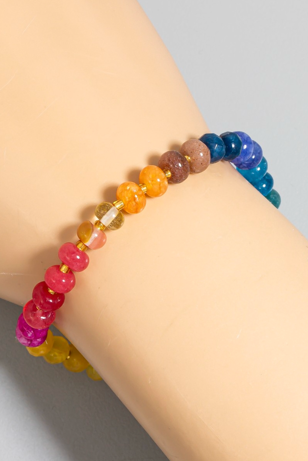 Gradient Stone Beaded Elastic Bracelet