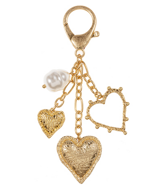Baroque Pearl & Heart Multi Bag Charm Keychain