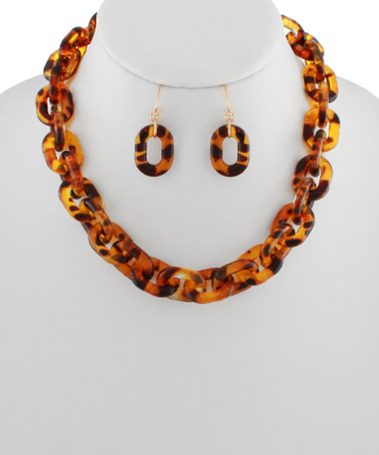 Amber Acrylic Chain Necklace Set