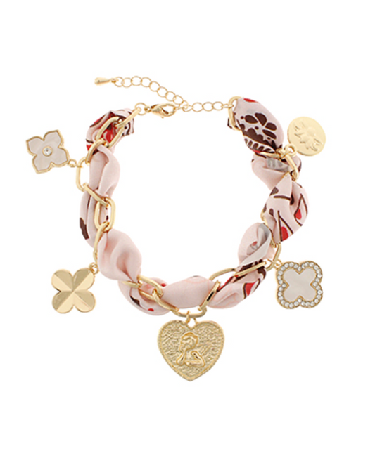 Clover Multi Charm Scarf Chain Bracelet