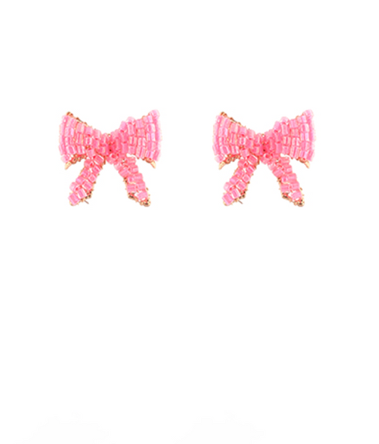 Seed Bead Ribbon Stud Earrings