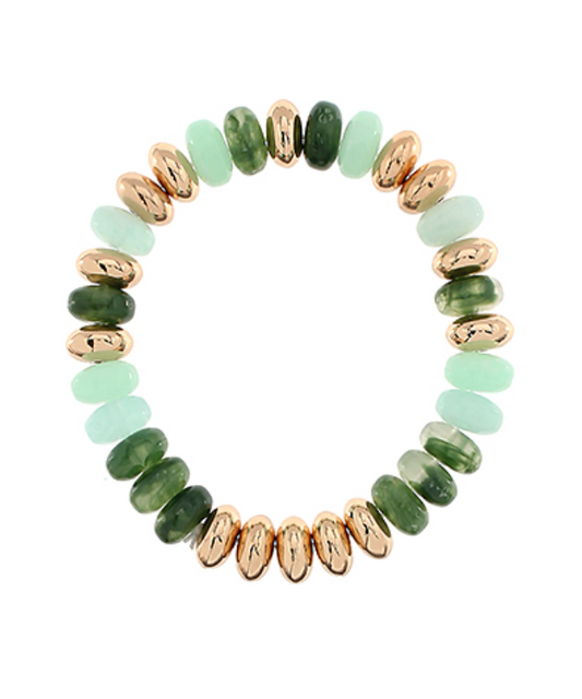 Stone Rondelle & Metal Beads Bracelets