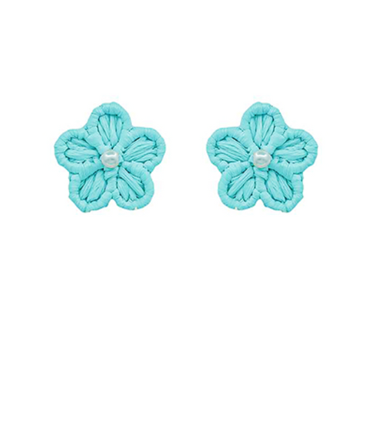 Flower Raffia Wrap Earrings