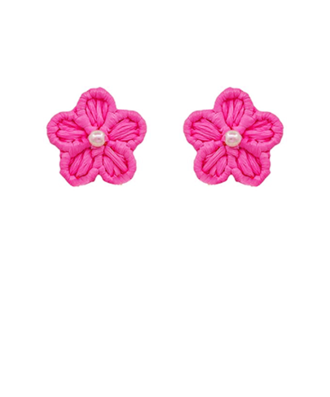 Flower Raffia Wrap Earrings