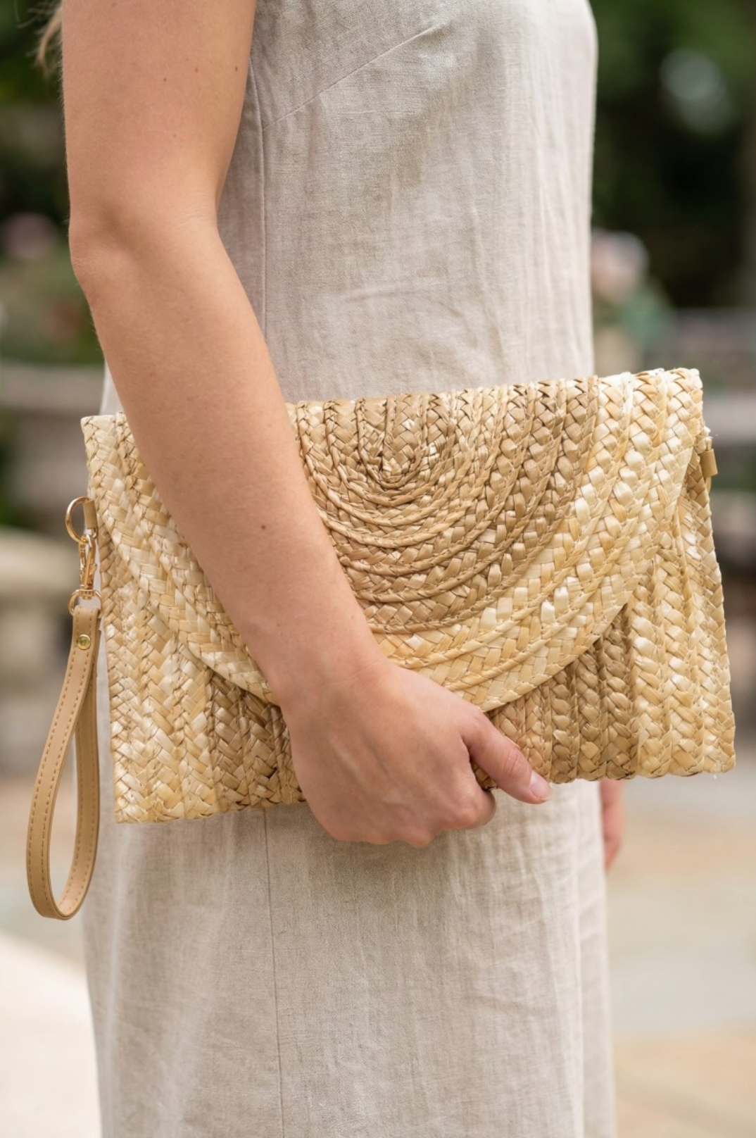 Three Tone Straw Clutch Bag