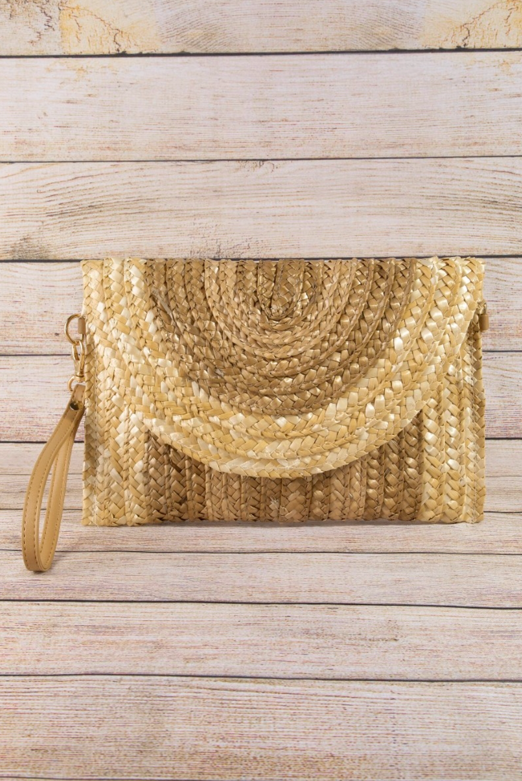 Three Tone Straw Clutch Bag