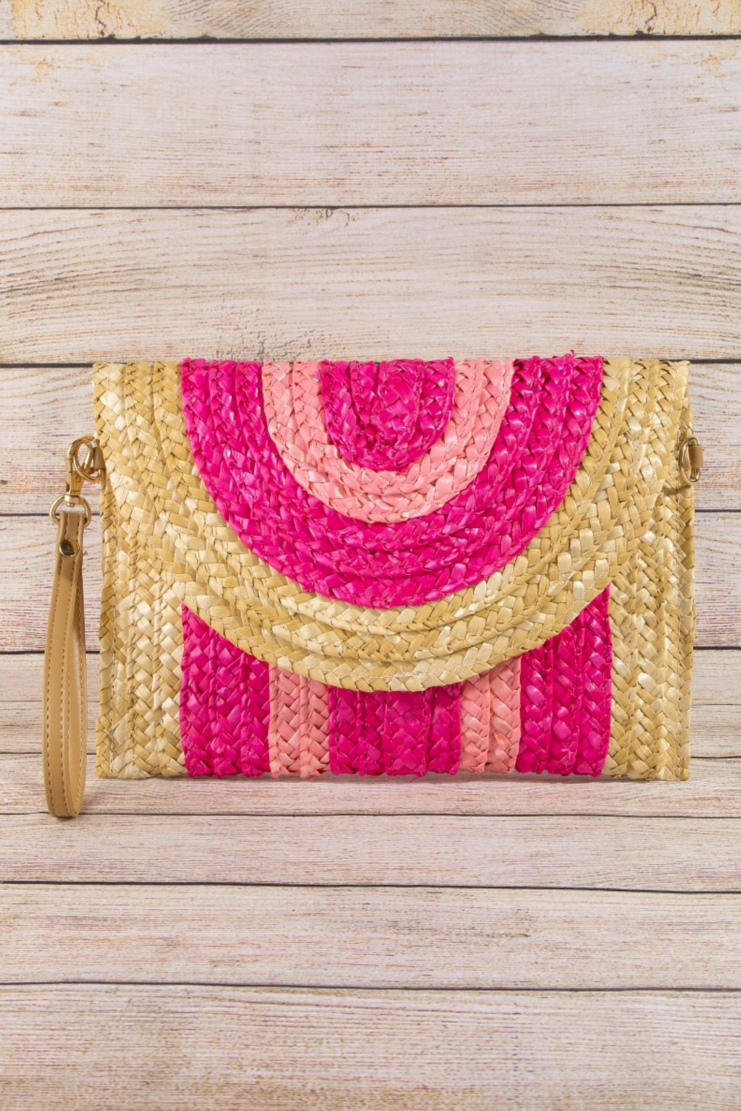 Three Tone Straw Clutch Bag