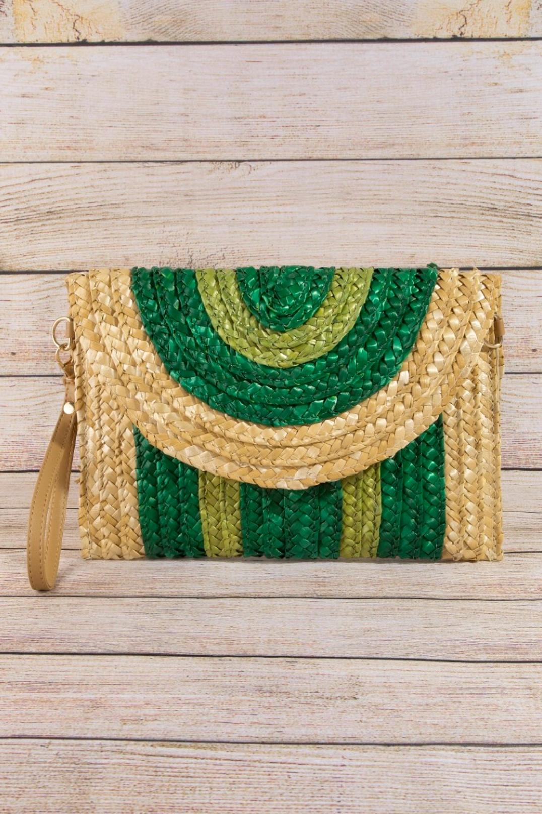 Three Tone Straw Clutch Bag
