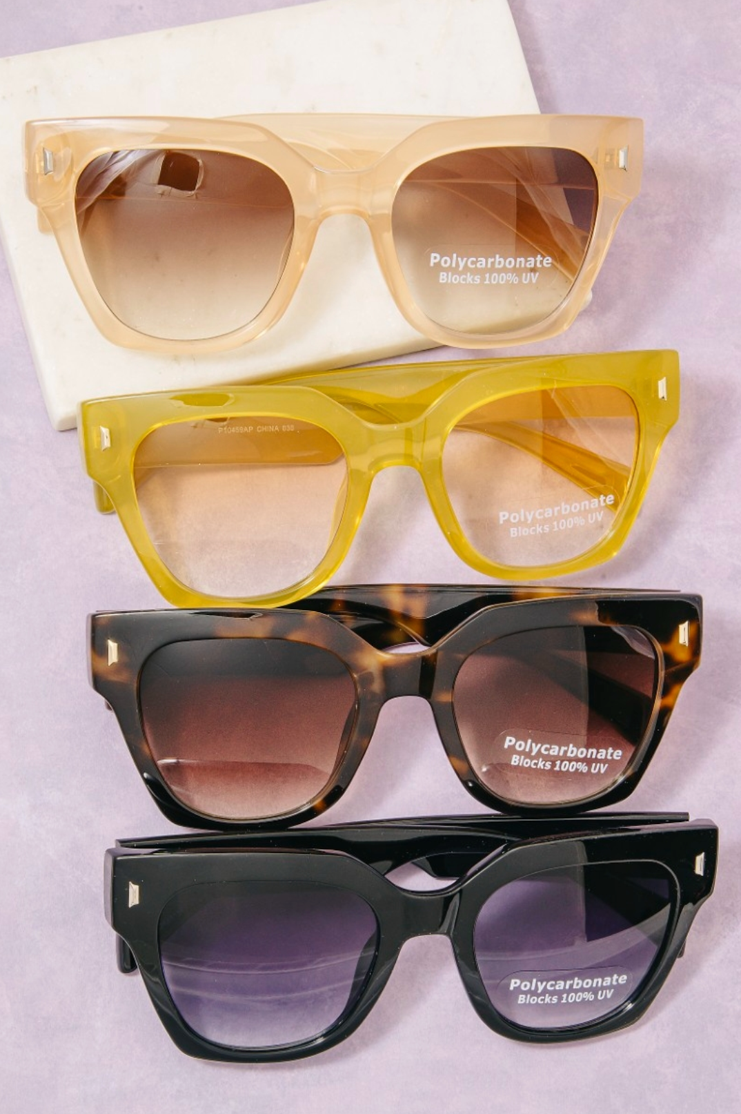 Bold Square Sunglasses With Metal Corner Detail