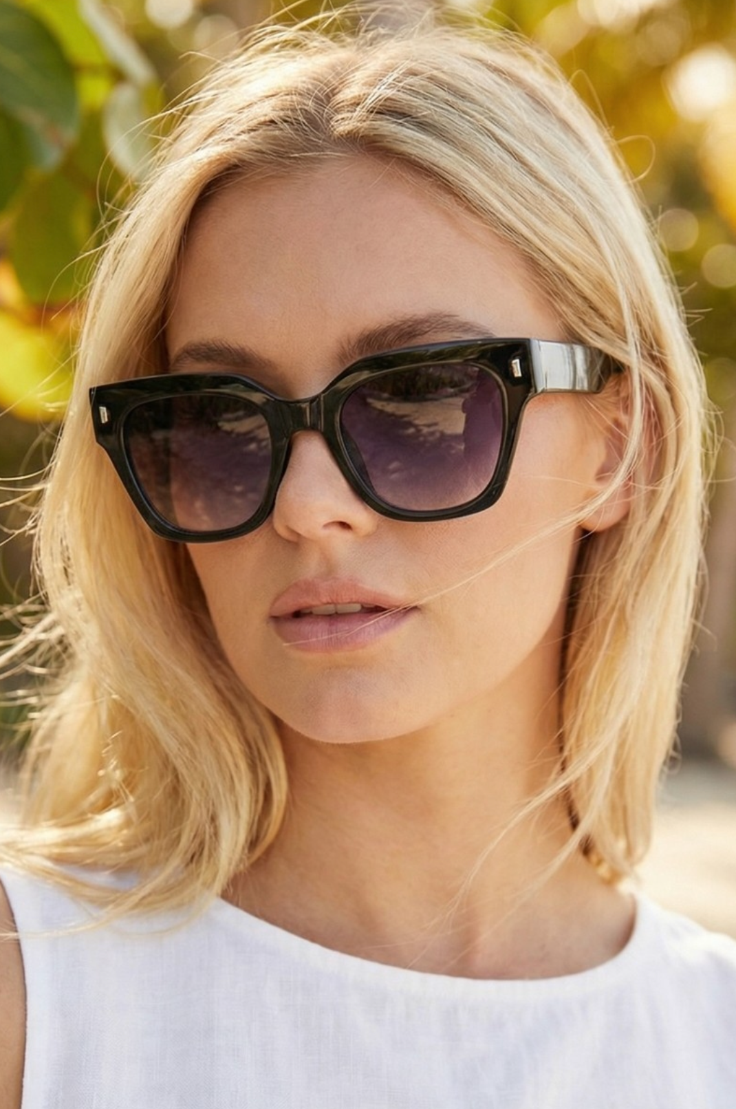 Bold Square Sunglasses With Metal Corner Detail