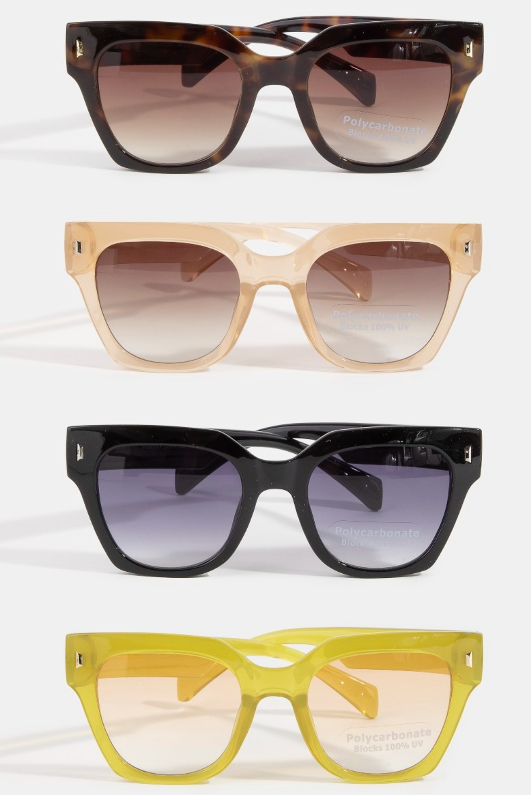 Bold Square Sunglasses With Metal Corner Detail