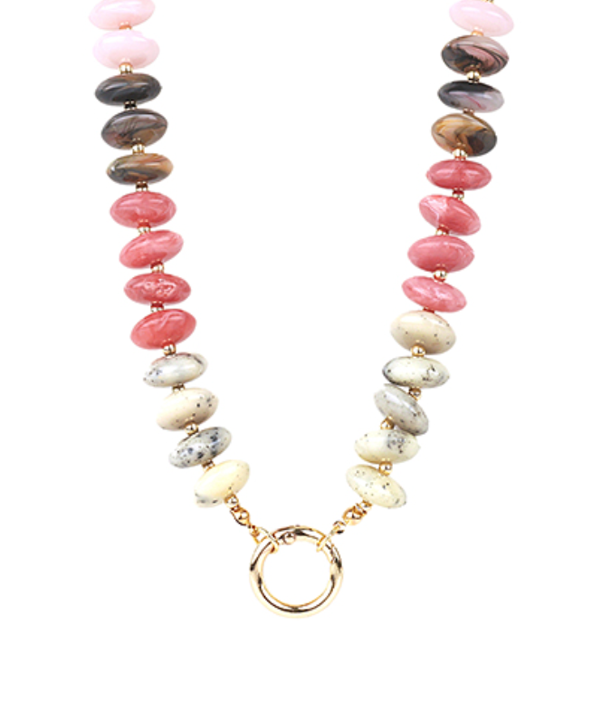 Rondelle Shape Marble Stone Necklace