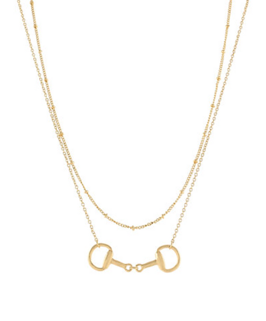 Layered 2 Horsebit & Chain Necklace