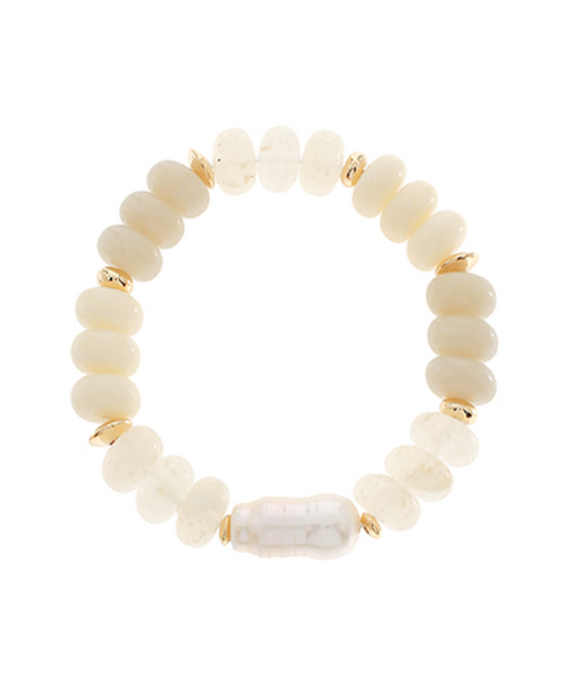 Colorful Stretch Beaded Bracelet with Freshwater Pearl Accent