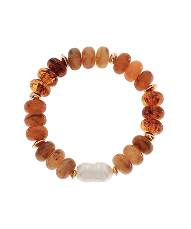 Colorful Stretch Beaded Bracelet with Freshwater Pearl Accent