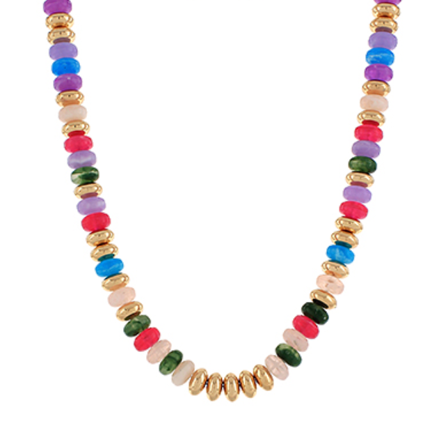 Stone Rondelle & Metal Necklace