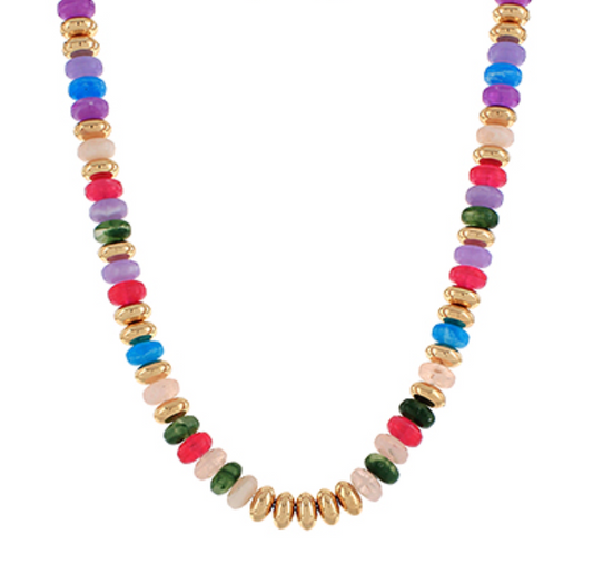 Stone Rondelle & Metal Necklace