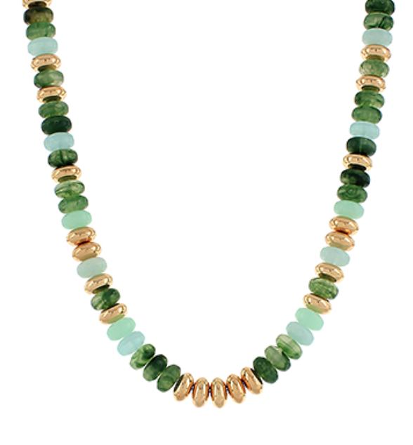 Stone Rondelle & Metal Necklace