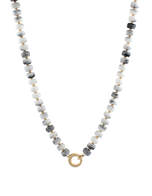 Marble Bead & Ring Clasp Necklace