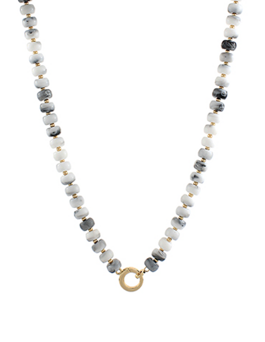 Marble Bead & Ring Clasp Necklace