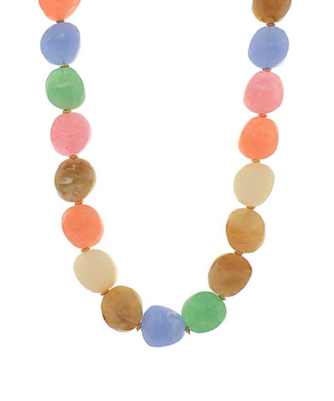 Multi Color Stone Bead Necklace