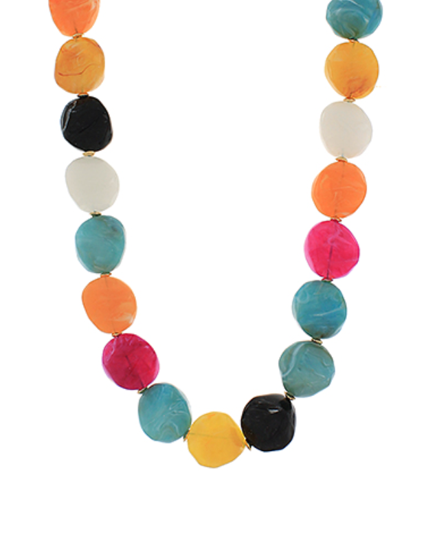 Multi Color Stone Bead Necklace