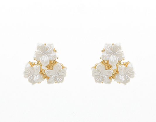 Three Cluster Resin Flower Earrings