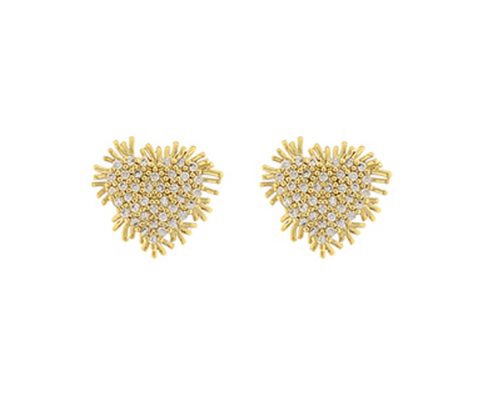 Pave Cubic Zirconia Heart Stud Earrings
