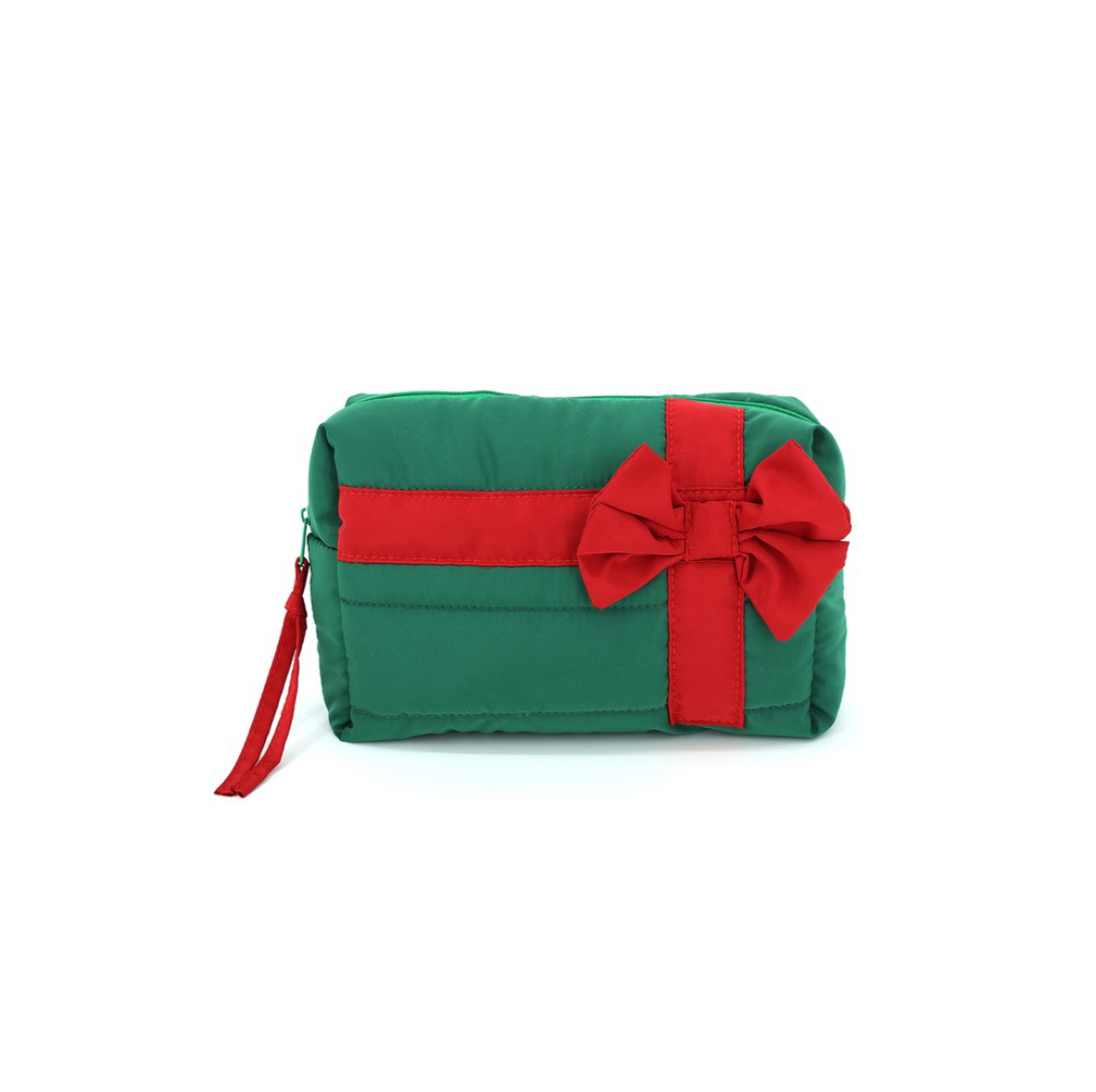 Gift Bow Wrapped Puffer Zip Pouch