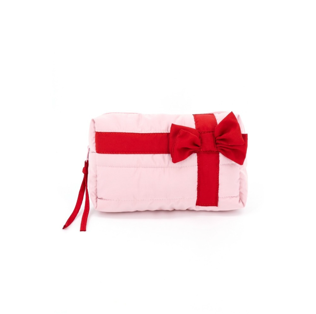 Gift Bow Wrapped Puffer Zip Pouch